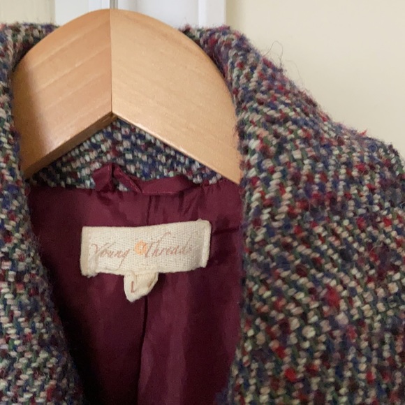 Herringbone women’s pea coat with back ruffle detail - Picture 5 of 5